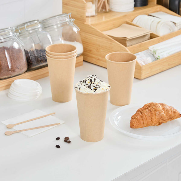 Restaurantware Chef 101 16 Oz Natural Paper Unbleached Coffee Cup - Single Wall - 3 1/2" X 3 1/2" X 5 1/2" - 1000 Count Box