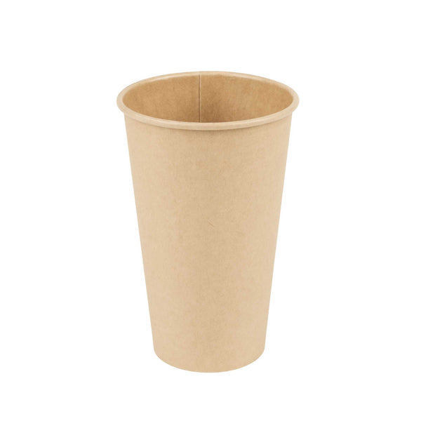 Restaurantware Chef 101 16 Oz Natural Paper Unbleached Coffee Cup - Single Wall - 3 1/2" X 3 1/2" X 5 1/2" - 1000 Count Box