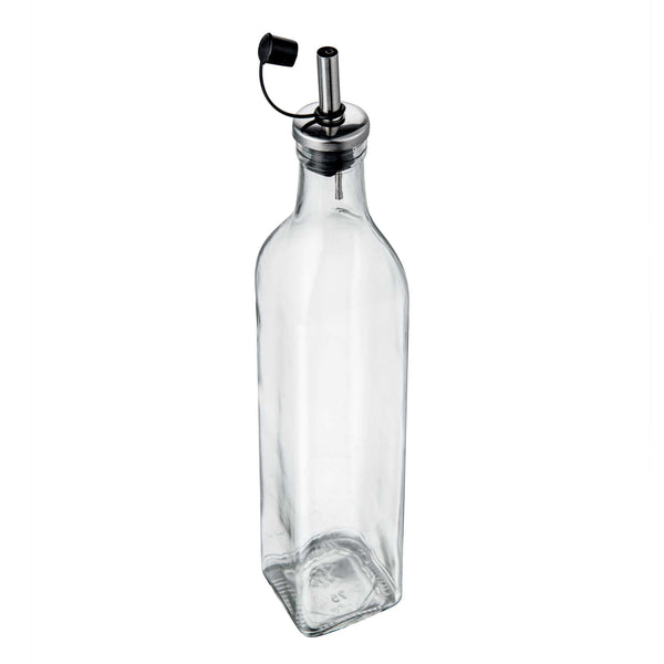 Restaurantware Chef 101 17 Oz Glass Olive Oil Dispenser - With Stopper Spout Funnel Kit - 2 1/4" X 2 1/4" X 12 1/2" - 1 Count Box