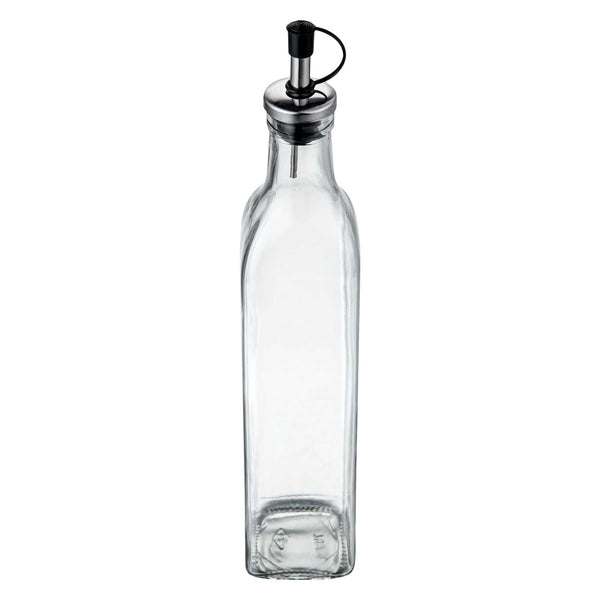 Restaurantware Chef 101 17 Oz Glass Olive Oil Dispenser - With Stopper Spout Funnel Kit - 2 1/4" X 2 1/4" X 12 1/2" - 1 Count Box