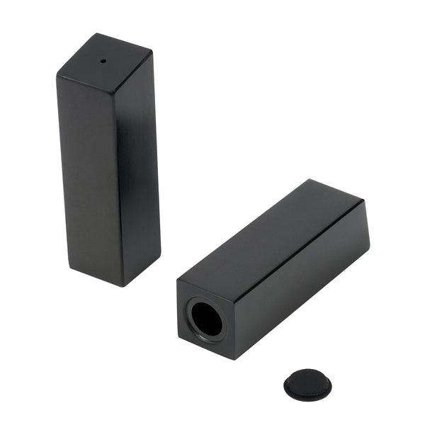 Restaurantware Chef 101 2 Oz Black Stainless Steel Rectangular Salt And Pepper Shaker Set - 1" X 1" X 3 1/4" - 1 Count Box