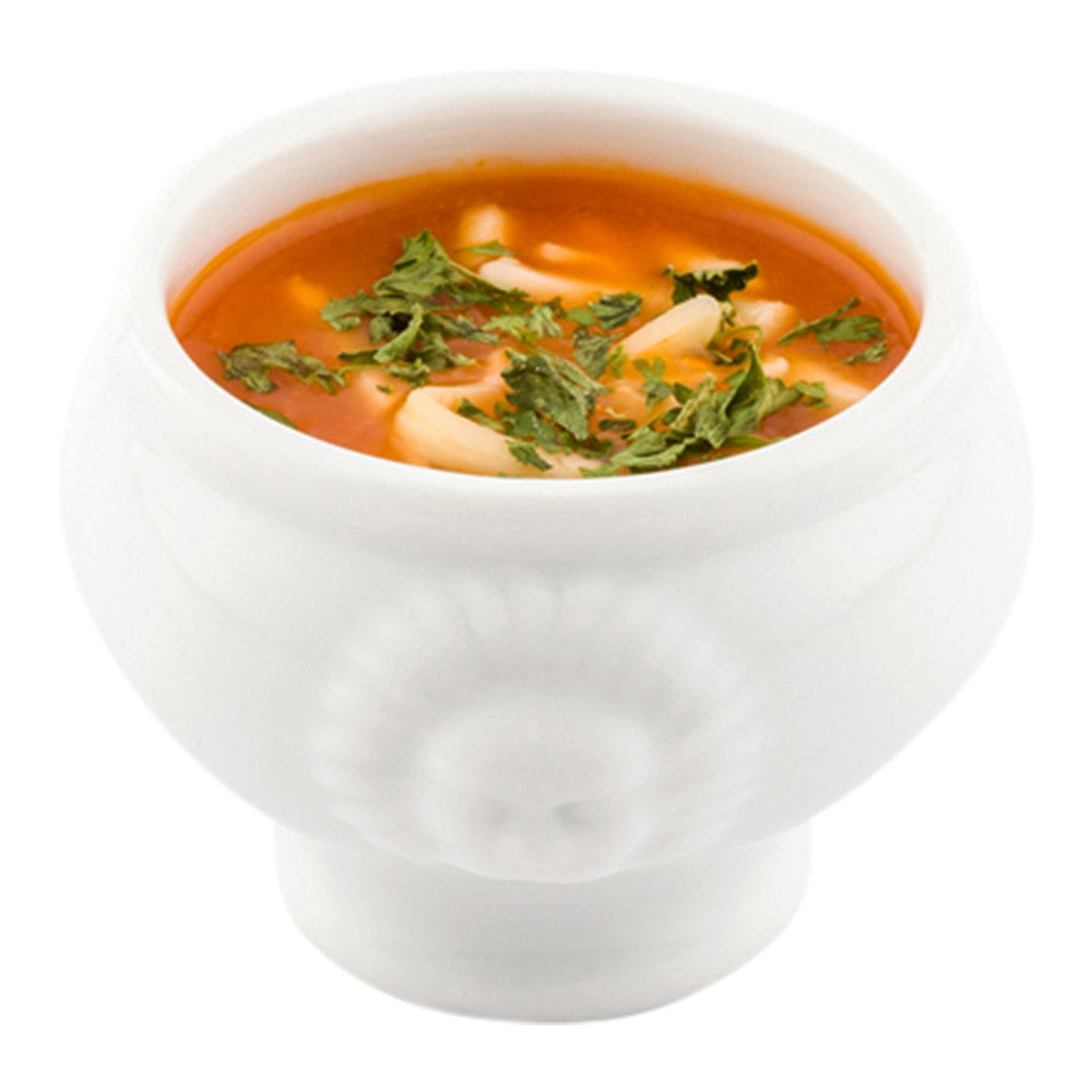 restaurantware Chef 101 2 oz Round White Porcelain Lion Head Mini Bowl - 2" x 2" x 1 3/4" - 10 count box