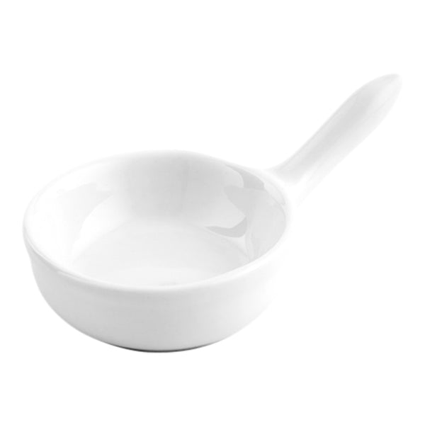 Restaurantware Chef 101 2 Oz Round White Porcelain Mini Sauce Pan - 2 1/4" X 2 1/4" X 3/4" - 10 Count Box