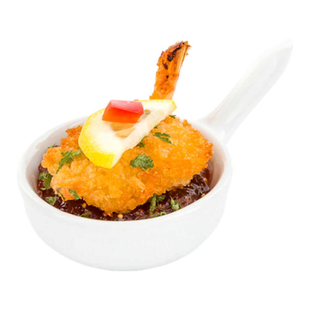 restaurantware Chef 101 2 oz Round White Porcelain Mini Sauce Pan - 2 1/4" x 2 1/4" x 3/4" - 10 count box