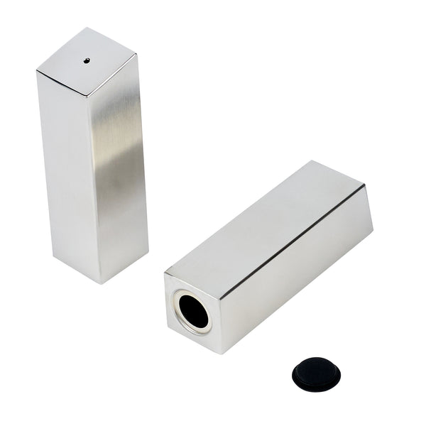 Restaurantware Chef 101 2 Oz Sliver Stainless Steel Rectangular Salt And Pepper Shaker Set - 1" X 1" X 3 1/4" - 1 Count Box