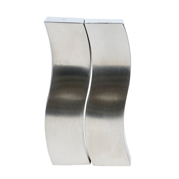 Restaurantware Chef 101 2 Oz Sliver Stainless Steel Wavy Salt And Pepper Shaker Set - 1" X 1" X 3 3/4" - 1 Count Box