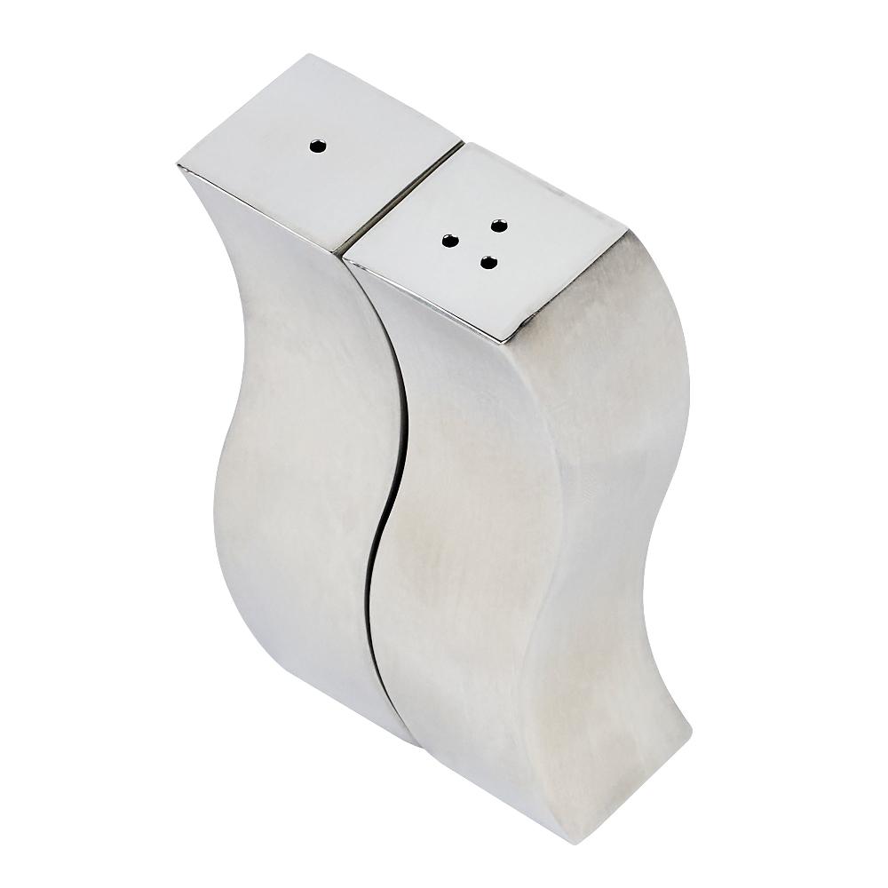 restaurantware Chef 101 2 oz Sliver Stainless Steel Wavy Salt And Pepper Shaker Set - 1" x 1" x 3 3/4" - 1 count box