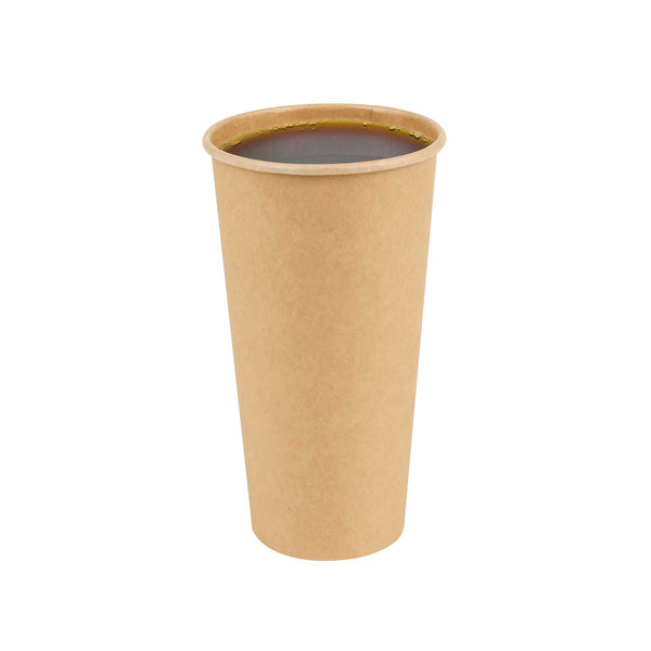 Restaurantware Chef 101 20 Oz Natural Paper Unbleached Coffee Cup - Single Wall - 3 1/2" X 3 1/2" X 6 1/4" - 250 Count Box