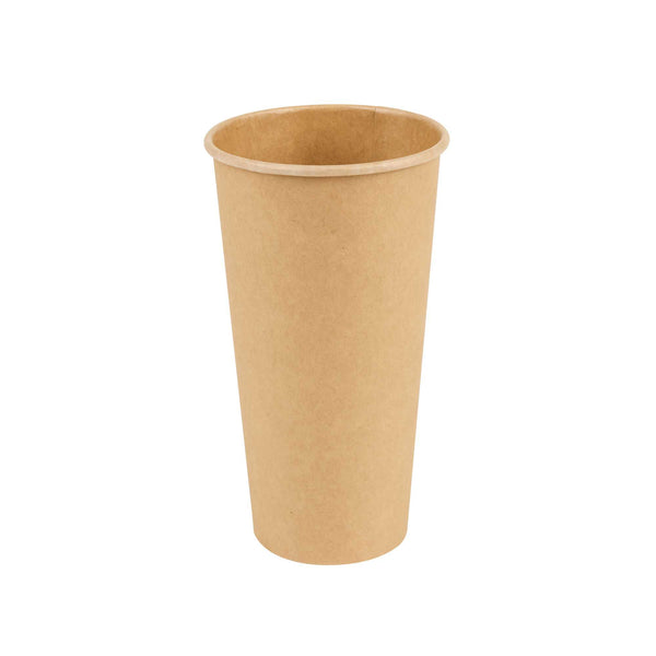 Restaurantware Chef 101 20 Oz Natural Paper Unbleached Coffee Cup - Single Wall - 3 1/2" X 3 1/2" X 6 1/4" - 250 Count Box