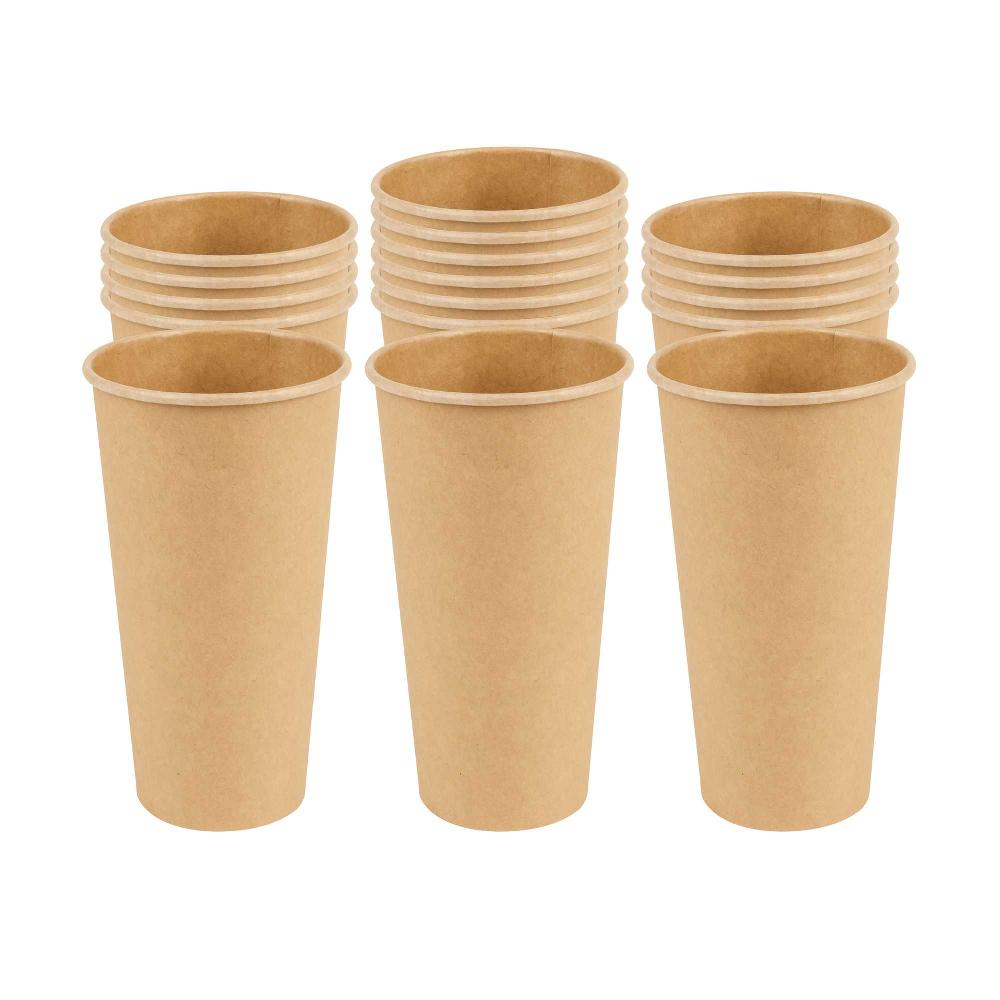restaurantware Chef 101 20 oz Natural Paper Unbleached Coffee Cup - Single Wall - 3 1/2" x 3 1/2" x 6 1/4" - 250 count box