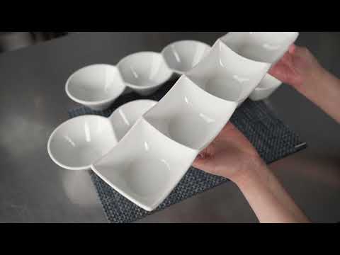 Restaurantware Chef 101 24 Oz Square White Porcelain Cocktail Bowl Set - 14 3/4" X 3 3/4" X 2 1/4" - 1 Count Box