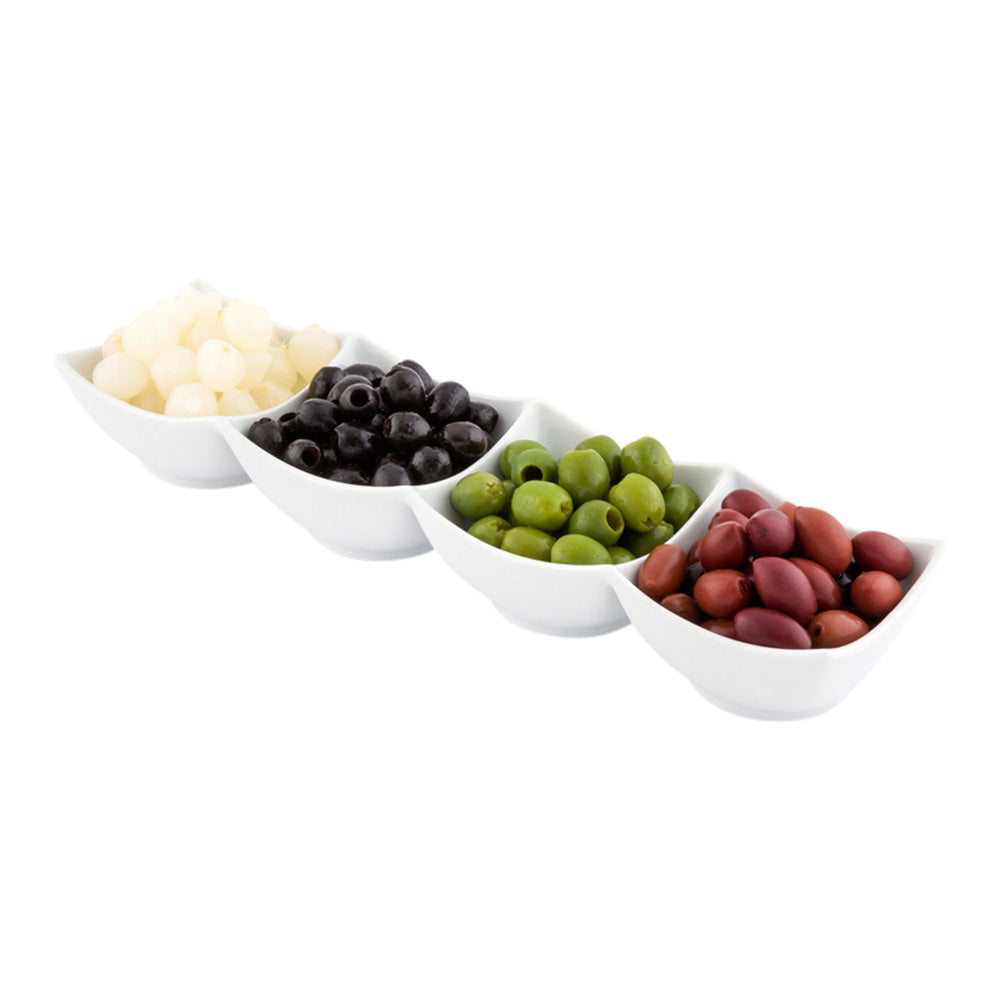 restaurantware Chef 101 24 oz Square White Porcelain Cocktail Bowl Set - 14 3/4" x 3 3/4" x 2 1/4" - 1 count box