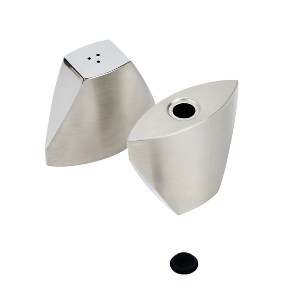 Restaurantware Chef 101 3 Oz Silver Stainless Steel Wedge Salt And Pepper Shaker Set - 3 1/4" X 1" X 2 3/4"