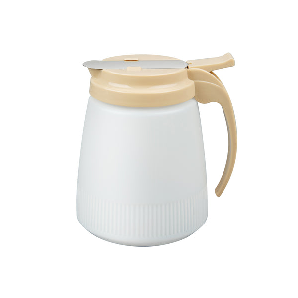 Restaurantware Chef 101 32 Oz Beige Plastic All Purpose / Syrup Dispenser - 5 1/2" X 4 1/2" X 5 3/4" - 10 Count Box