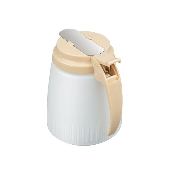 Restaurantware Chef 101 32 Oz Beige Plastic All Purpose / Syrup Dispenser - 5 1/2" X 4 1/2" X 5 3/4" - 10 Count Box