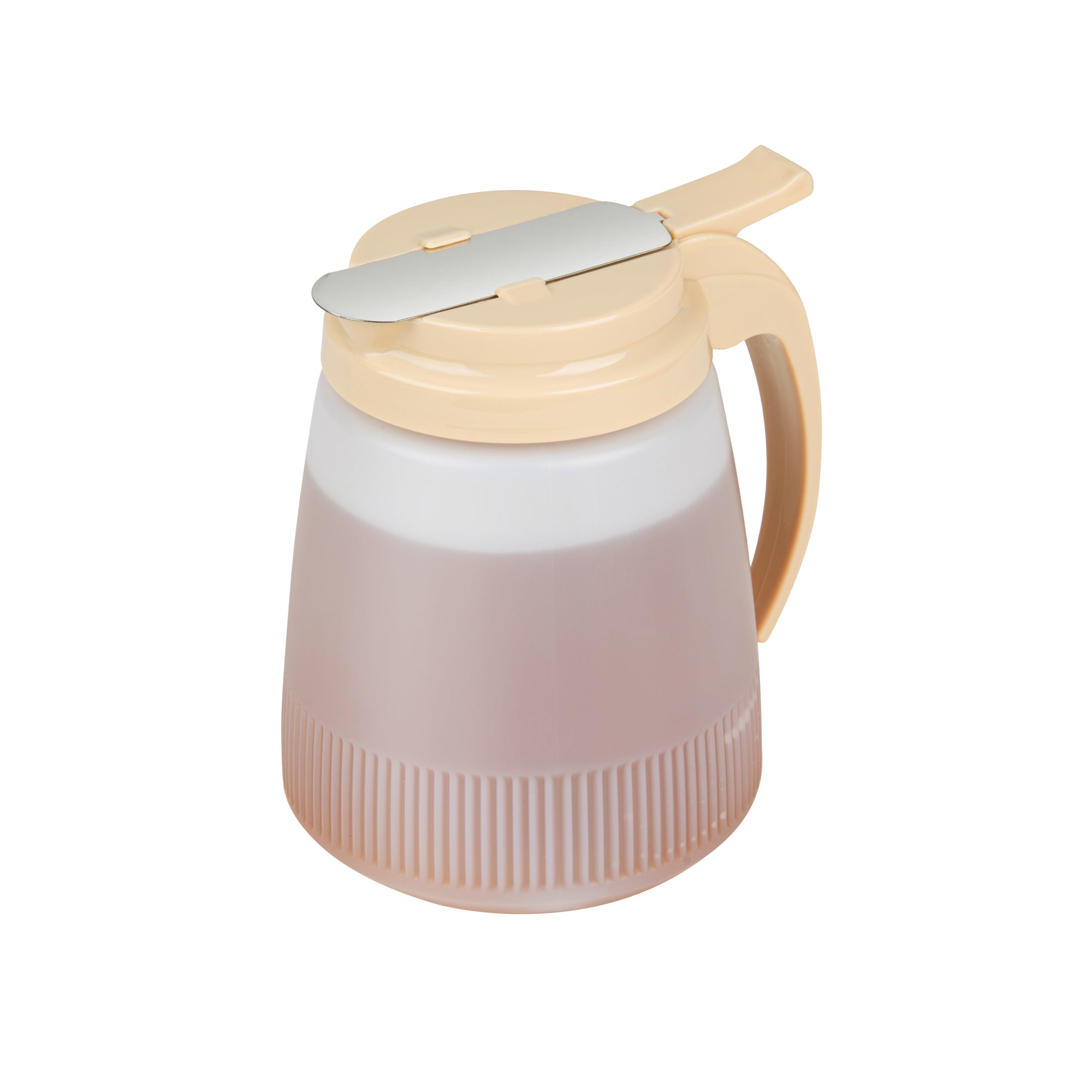 restaurantware Chef 101 32 oz Beige Plastic All Purpose / Syrup Dispenser - 5 1/2" x 4 1/2" x 5 3/4" - 10 count box