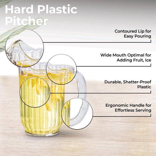 Restaurantware Chef 101 32 Oz Clear Plastic Water Pitcher - 4 1/4" X 4 1/4" X 6 3/4" - 1 Count Box