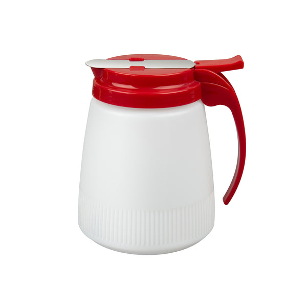 Restaurantware Chef 101 32 Oz Red Plastic All Purpose / Syrup Dispenser - 5 1/2" X 4 1/2" X 5 3/4" - 10 Count Box