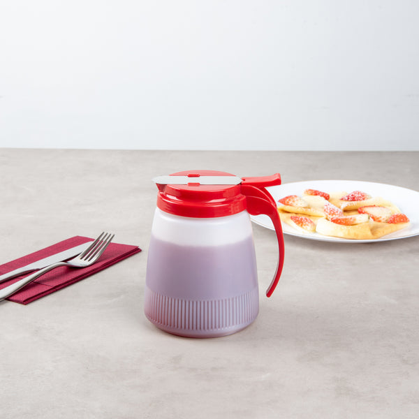 Restaurantware Chef 101 32 Oz Red Plastic All Purpose / Syrup Dispenser - 5 1/2" X 4 1/2" X 5 3/4" - 10 Count Box