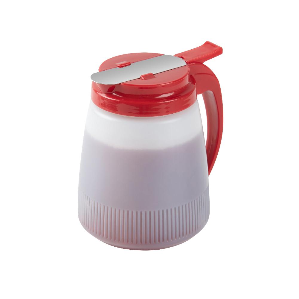 restaurantware Chef 101 32 oz Red Plastic All Purpose / Syrup Dispenser - 5 1/2" x 4 1/2" x 5 3/4" - 10 count box