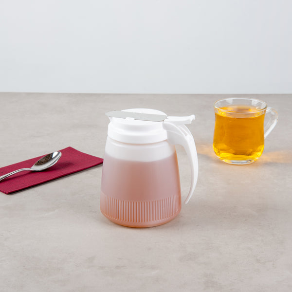 Restaurantware Chef 101 32 Oz White Plastic All Purpose / Syrup Dispenser - 5 1/2" X 4 1/2" X 5 3/4" - 10 Count Box