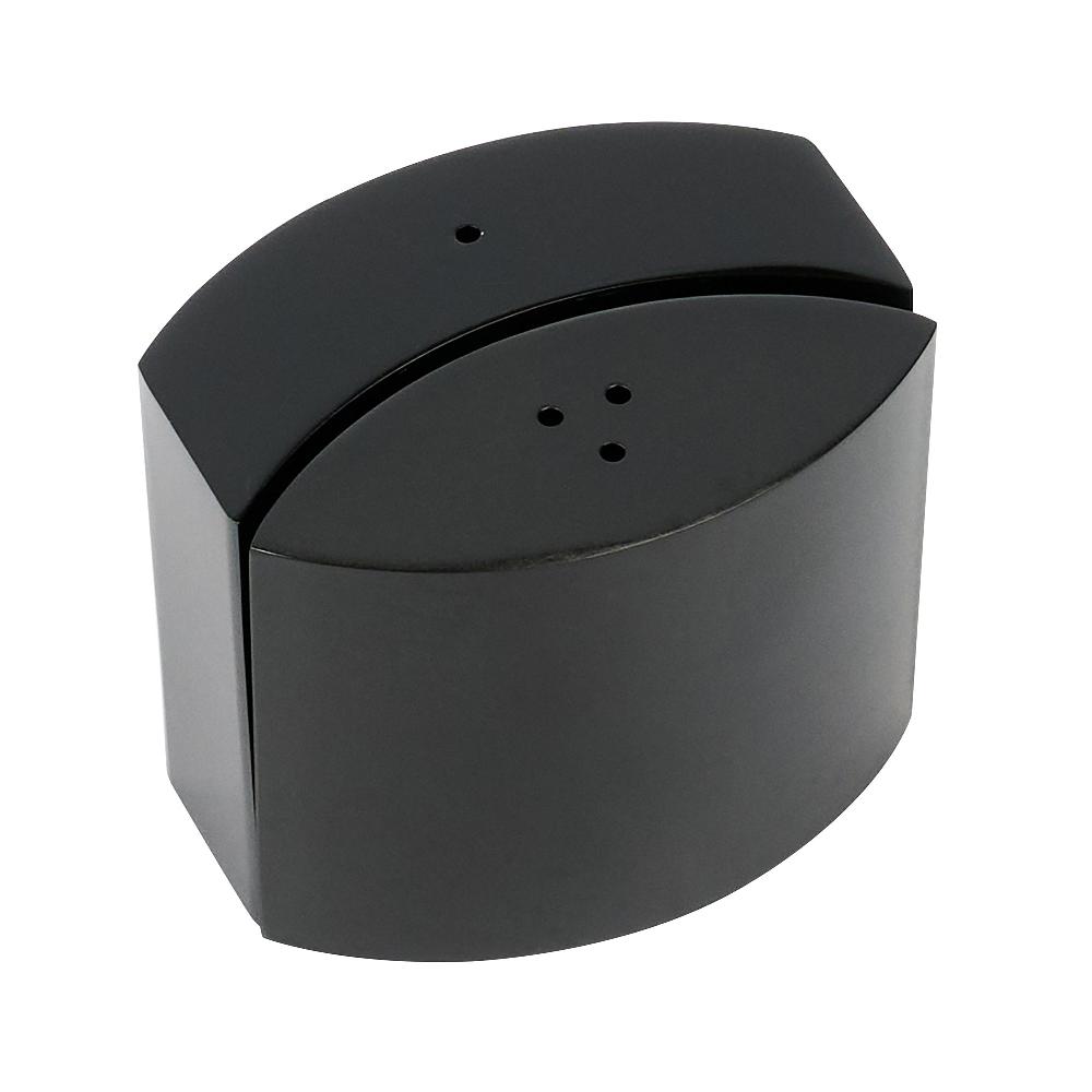 restaurantware Chef 101 4 oz Black Stainless Steel Embracing Salt And Pepper Shaker Set - 2.3 oz/2.1 oz - 2 1/2" x 2" x 1 3/4" - 1 count box