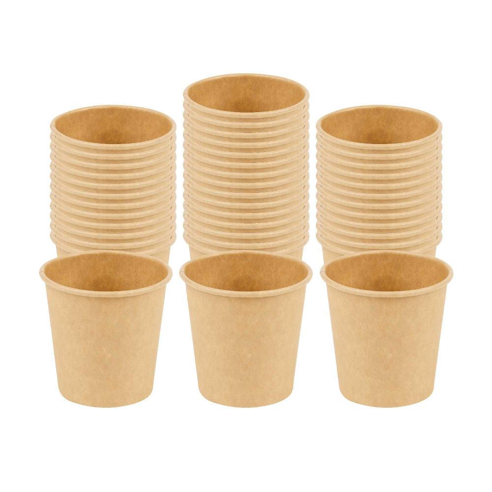 restaurantware Chef 101 4 oz Natural Unbleached Paper Coffee Cup - Single Wall - 2 1/2" x 2 1/2" x 2 1/2" - 1000 count box
