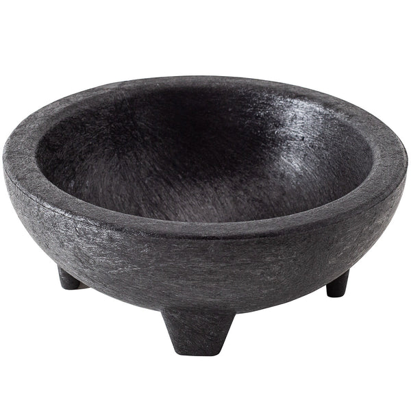 Restaurantware Chef 101 4 Oz Round Black Thermal Plastic Molcajete Bowl - 4" X 4" X 1 1/2" - 10 Count Box