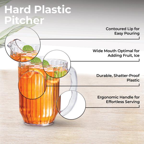 Restaurantware Chef 101 47 Oz Clear Plastic Water Pitcher - 4 1/2" X 4 1/2" X 7 3/4" - 1 Count Box