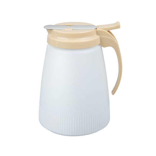 Restaurantware Chef 101 48 Oz Beige Plastic All Purpose / Syrup Dispenser - 5 3/4" X 5" X 6 3/4" - 10 Count Box