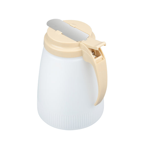 Restaurantware Chef 101 48 Oz Beige Plastic All Purpose / Syrup Dispenser - 5 3/4" X 5" X 6 3/4" - 10 Count Box