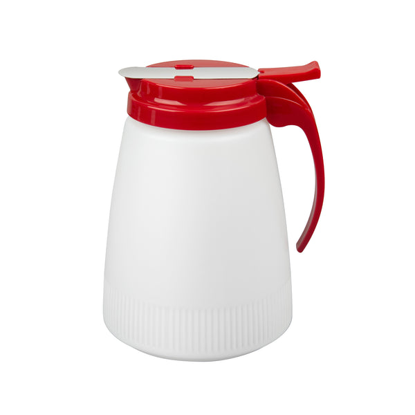 Restaurantware Chef 101 48 Oz Red Plastic All Purpose / Syrup Dispenser - 5 3/4" X 5" X 6 3/4" - 10 Count Box