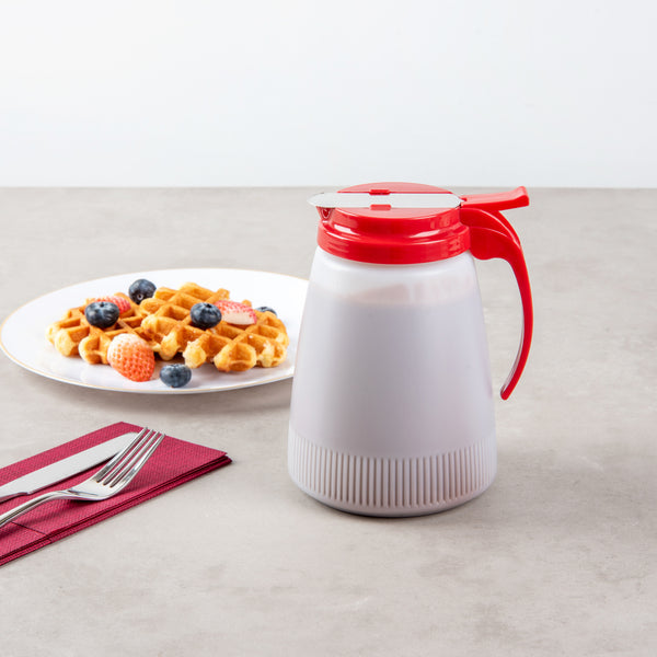 Restaurantware Chef 101 48 Oz Red Plastic All Purpose / Syrup Dispenser - 5 3/4" X 5" X 6 3/4" - 10 Count Box