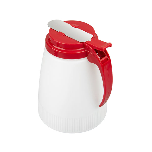 Restaurantware Chef 101 48 Oz Red Plastic All Purpose / Syrup Dispenser - 5 3/4" X 5" X 6 3/4" - 10 Count Box