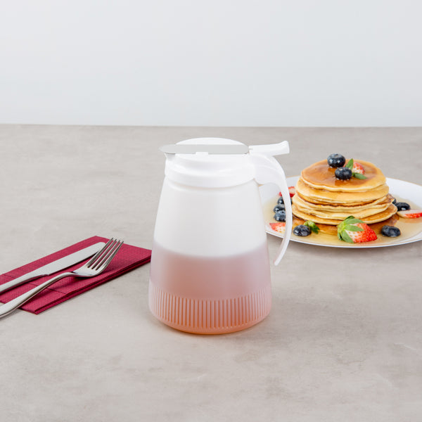 Restaurantware Chef 101 48 Oz White Plastic All Purpose / Syrup Dispenser - 5 3/4" X 5" X 6 3/4" - 10 Count Box