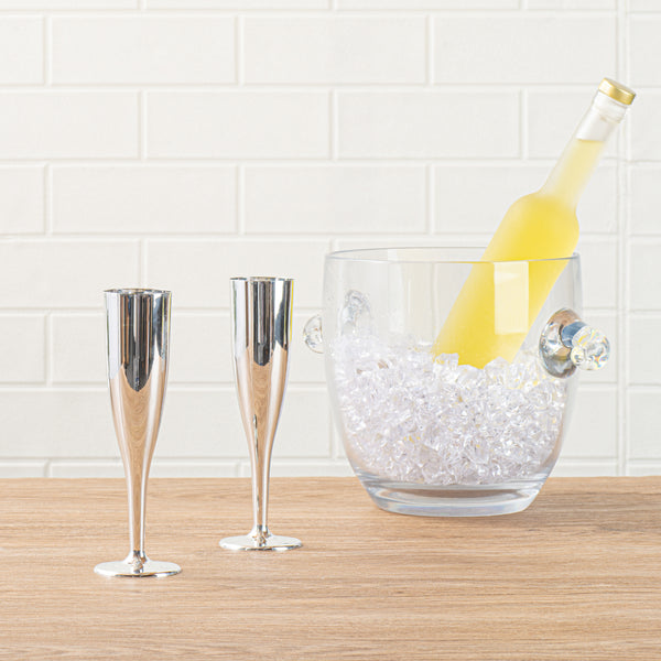 Restaurantware Chef 101 5 Oz Mirrored Plastic Champagne Flute - 2" X 2" X 8" - 100 Count Box