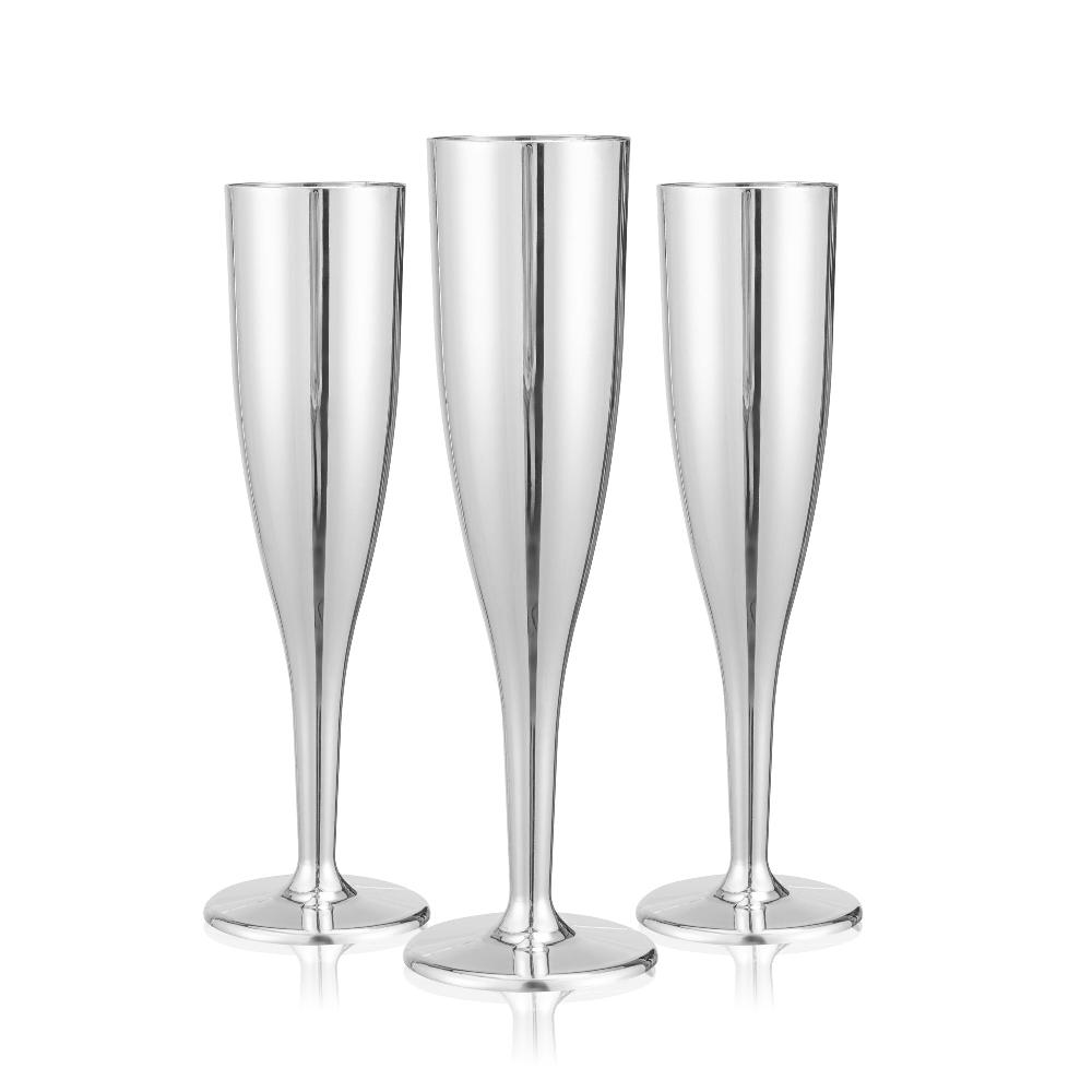 restaurantware Chef 101 5 oz Mirrored Plastic Champagne Flute - 2" x 2" x 8" - 100 count box