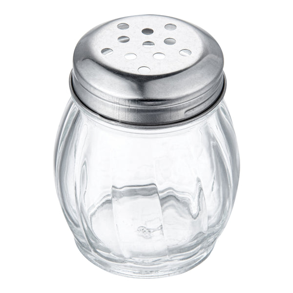 Restaurantware Chef 101 6 Oz Glass Cheese Shaker - With Perforated Lid - 2 1/2" X 2 1/2" X 3 1/4" - 1 Count Box