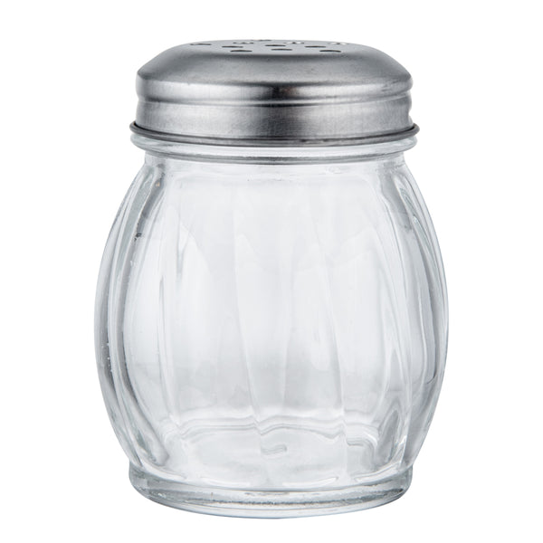 Restaurantware Chef 101 6 Oz Glass Cheese Shaker - With Perforated Lid - 2 1/2" X 2 1/2" X 3 1/4" - 1 Count Box