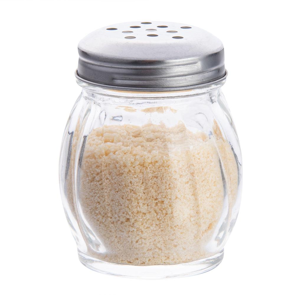 restaurantware Chef 101 6 oz Glass Cheese Shaker - with Perforated Lid - 2 1/2" x 2 1/2" x 3 1/4" - 1 count box