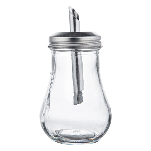 Restaurantware Chef 101 6 Oz Glass Sauce / Sugar Pourer - With Spout Lid - 2 3/4" X 2 3/4" X 5 1/4" - 1 Count Box