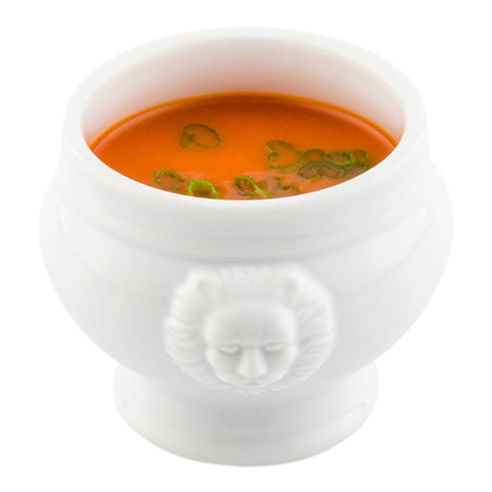 restaurantware Chef 101 6 oz Round White Porcelain Lion Head Soup Bowl - 4" x 3 1/4" x 2 1/2" - 10 count box
