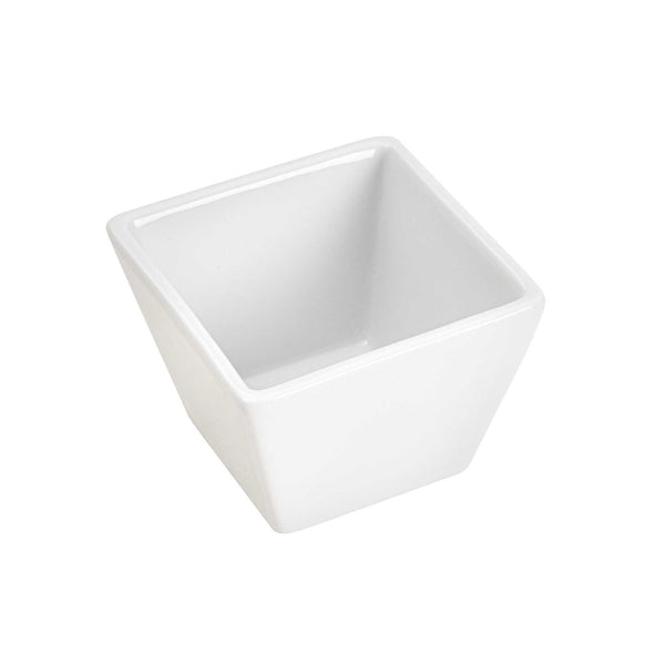 Restaurantware Chef 101 6 Oz Square White Porcelain Kova Bowl - 3 1/2" X 3 1/2" X 2 1/2" - 10 Count Box