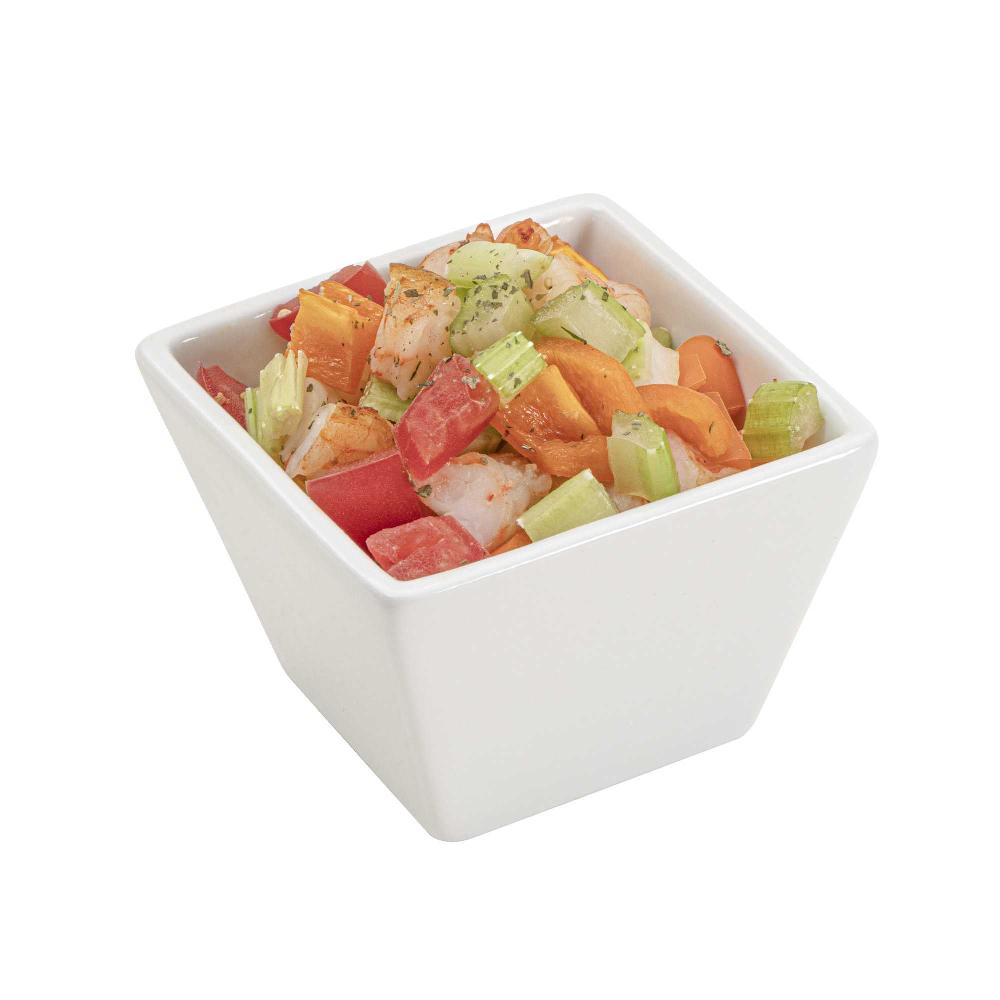 restaurantware Chef 101 6 oz Square White Porcelain Kova Bowl - 3 1/2" x 3 1/2" x 2 1/2" - 10 count box
