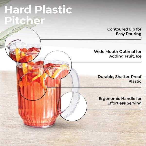 Restaurantware Chef 101 60 Oz Clear Plastic Water Pitcher - 5" X 5" X 7 3/4" - 1 Count Box