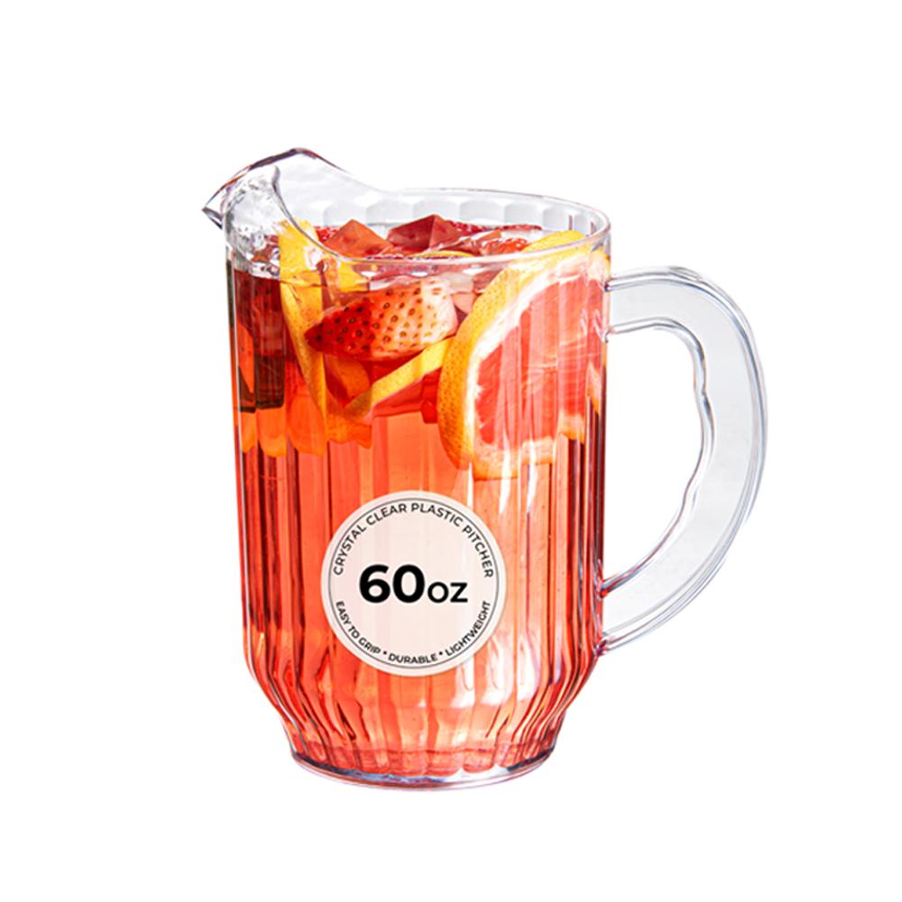 restaurantware Chef 101 60 oz Clear Plastic Water Pitcher - 5" x 5" x 7 3/4" - 1 count box