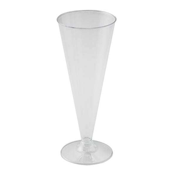 Restaurantware Chef 101 7 Oz Clear Plastic Long Champagne Flute - 2 3/4" X 2 3/4" X 6 3/4" - 100 Count Box