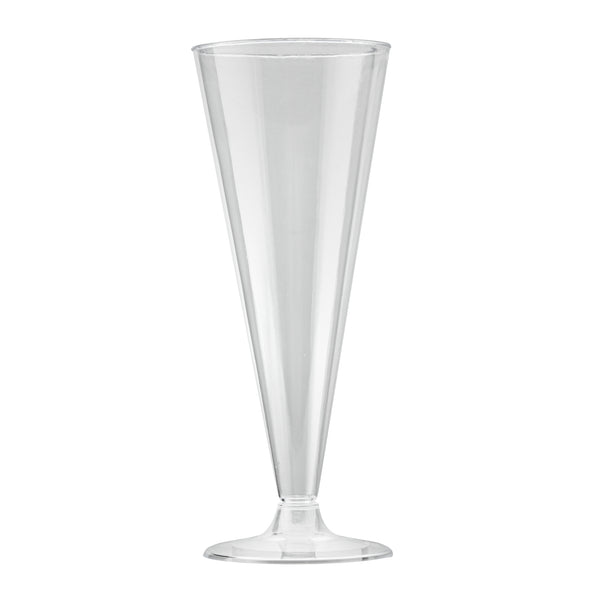 Restaurantware Chef 101 7 Oz Clear Plastic Long Champagne Flute - 2 3/4" X 2 3/4" X 6 3/4" - 100 Count Box