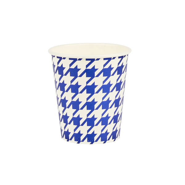 Restaurantware Chef 101 7 Oz Round Blue Houndstooth Paper Cold Cup - 2 3/4" X 2 3/4" X 3" - 500 Count Box