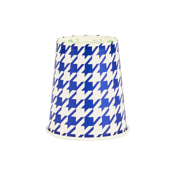 Restaurantware Chef 101 7 Oz Round Blue Houndstooth Paper Cold Cup - 2 3/4" X 2 3/4" X 3" - 500 Count Box
